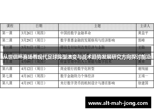 从世俱杯赛场看现代足球阵型演变与战术趋势发展研究方向探讨前沿
